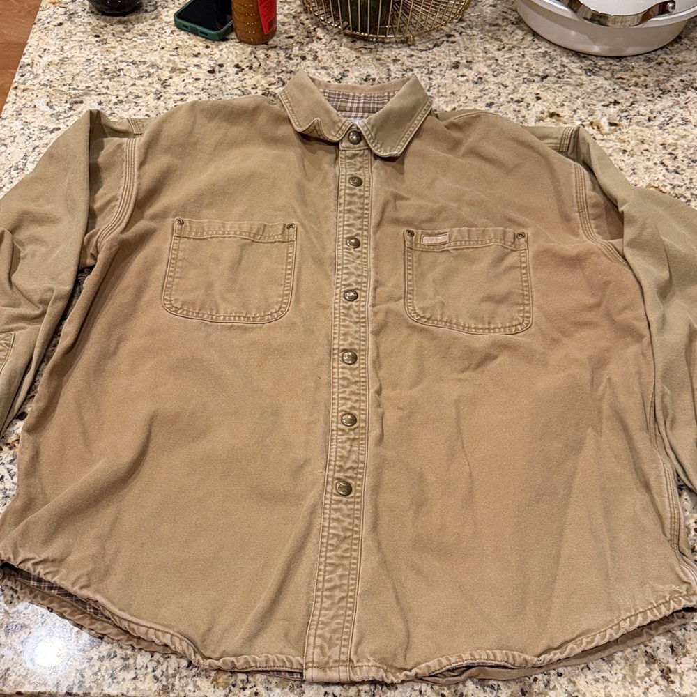 Carhartt Men's Casual Tan Button-Down Shirt